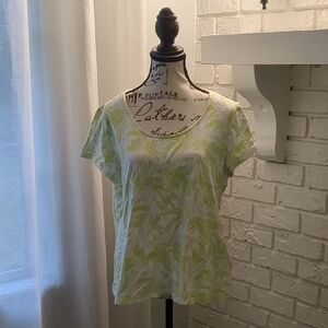 **3/$10** Hearts of Palm Green Leaf Print Short Sleeve Top